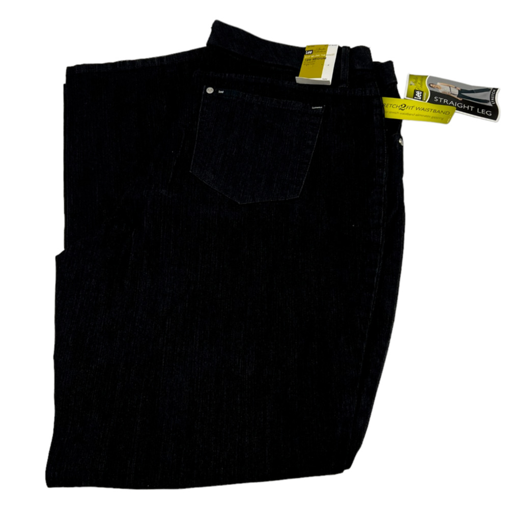 Lee Women's 18W Medium Straight Leg Stretch Black Studio Collection Jeans NWT
